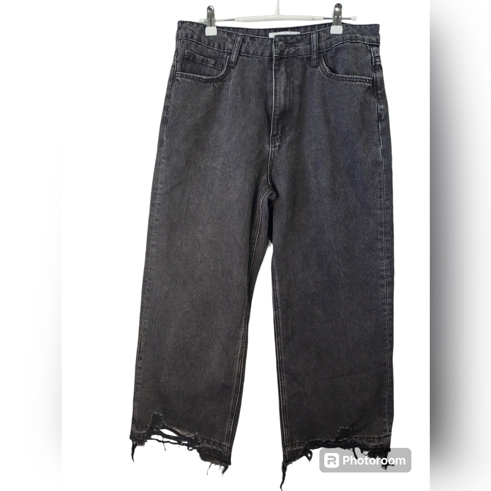 FLYING MONKEY VERVET BLACK SUN WIDE LEG DENIM- BLACK Sz. 29 - Picture 2 of 9